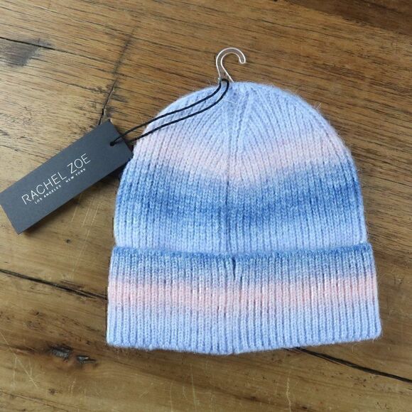 RACHEL ZOE BLUE & PINK OMBRE WINTER BEANIE HAT NEW WITH TAGS - Picture 4 of 4